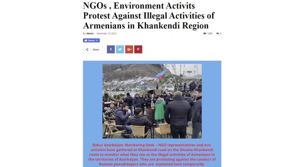 Şuşa-Xankəndi yolundakı aksiya Pakistan mətbuatında